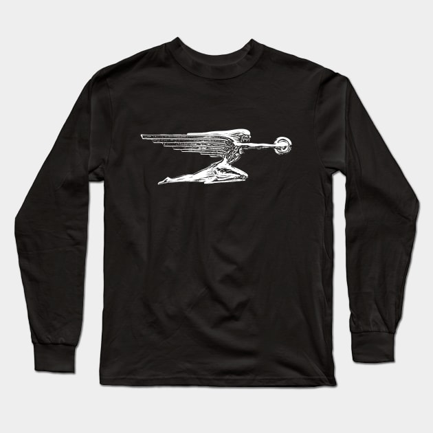 Packard Goddess of Speed American classic car hood ornament white Long Sleeve T-Shirt by soitwouldseem